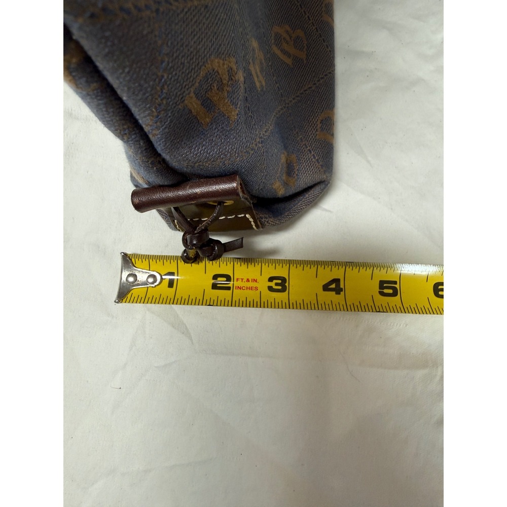 Dooney & Bourke Signature Monogram Canvas Tote Bag Blue Brown Leather Trim - Picture 5 of 9